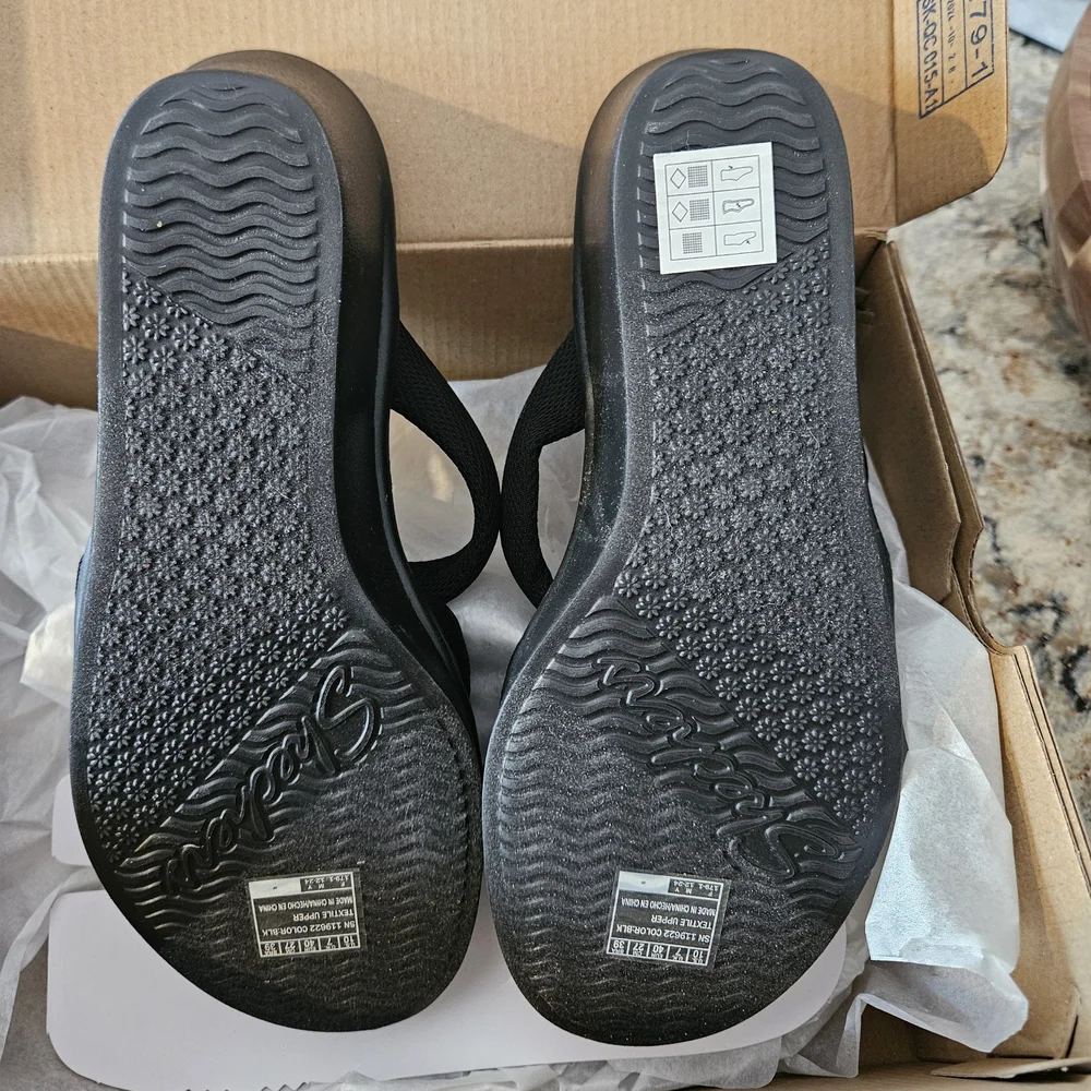 Skechers Women's Black Sandals with Rhinestone Accent - Picture 3 of 3